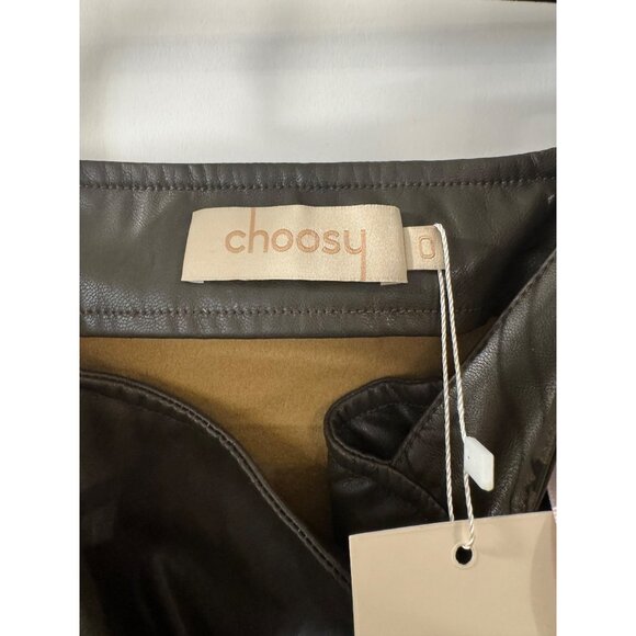 Choosy Faux Leather Midi Dress With Belted Waist & Slit Detail - olive green Siz - Picture 4 of 4